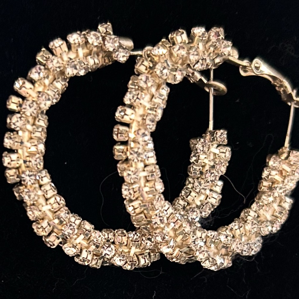 Elegant Silver Crystal Hoop Earrings